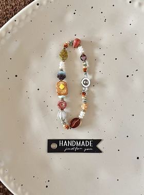 HEIXIN STUDIO手作捷克琉璃珠珍珠秘鲁陶瓷珠可爱小众手链002