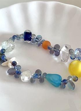 HEIXIN STUDIO手作 泪眼系列 捷克琉璃珠春夏清新ins小众手串065