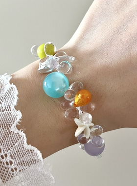 HEIXIN STUDIO手作 泪眼系列 捷克琉璃珠清新文艺ins小众手串060