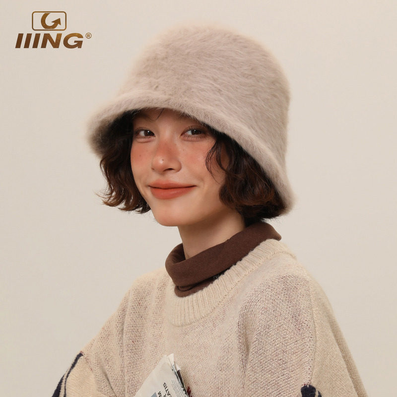 IIING帽控 兔毛渔夫帽女显脸小秋冬氛围感毛绒水桶帽大头围盆帽子,淘宝优惠券,粉丝福利购,淘宝优惠卷