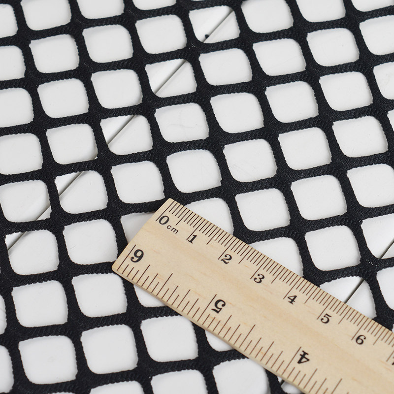 菱形格子黑白大网眼布料破洞牛仔手工diy镂空蕾丝网布渔网格面料