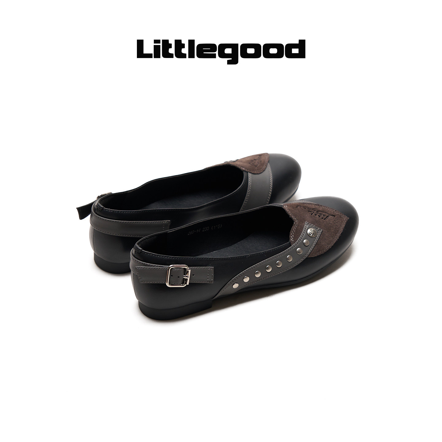 Littlegood retro love rivet flat shoes for women 2026 summer new style versatile