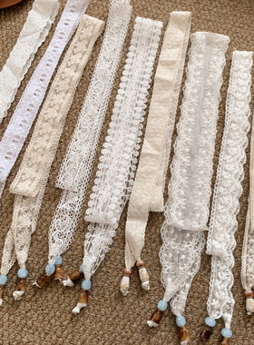 气质复古蕾丝串珠丝巾项链女高级