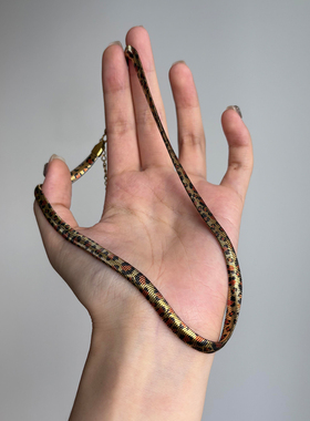 朋克欧美风金色灵蛇蛇骨项链