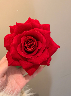 干枯玫瑰发夹女红色花朵侧边发卡