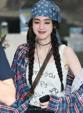 古力娜扎同款蓝色腰果花包头头巾