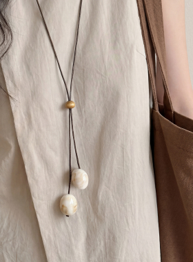 新中式虎眼绿松石抽拉项链女轻奢