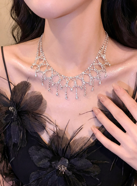 夜宴千金~轻奢满钻网格水滴项链