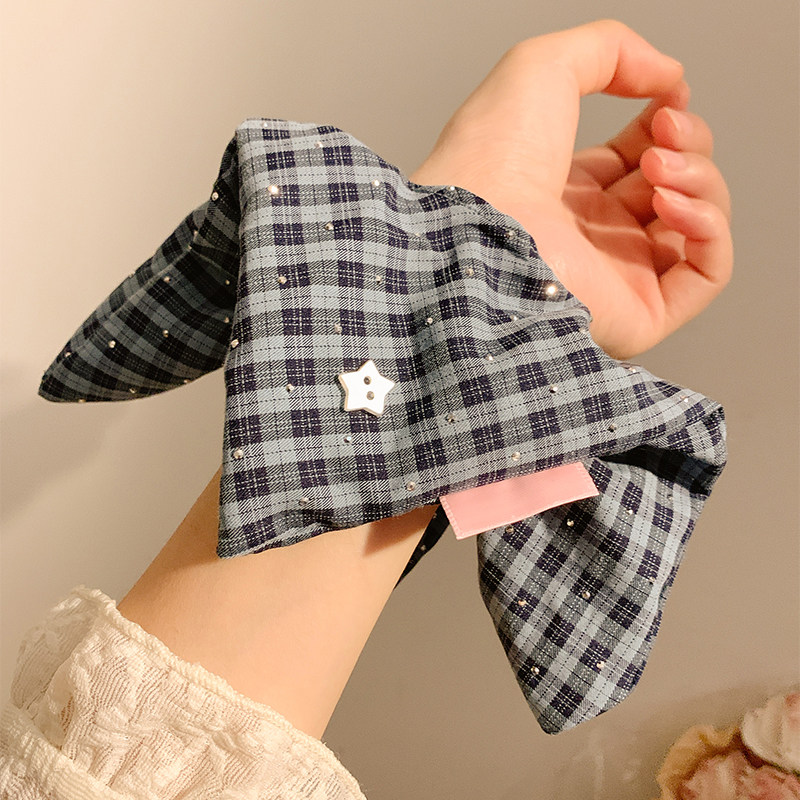 满天星~藏青色格子方巾大肠发圈女韩系高级感大号低马尾头绳发饰,淘宝优惠券,粉丝福利购,淘宝优惠卷