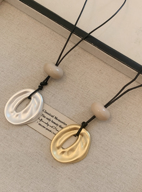 系ins风几何不规则金色吊坠项链