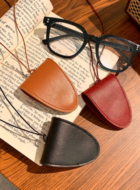 黑色皮革眼镜夹磁吸长款项链