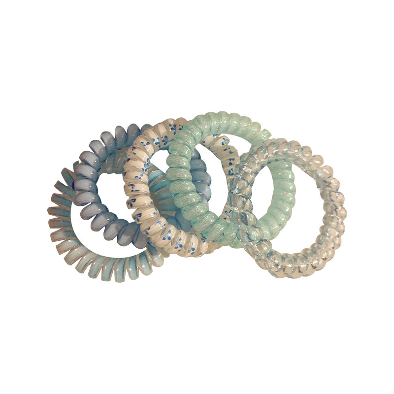 冰川蓝～透明蓝色电话线发圈女高级感发绳高弹力皮筋耐用头绳发饰,淘宝优惠券,粉丝福利购,淘宝优惠卷