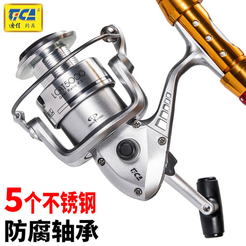 迪佳渔轮LCAT纺车轮摇轮鱼线轮大物鱼轮全金属头远投轮海竿抛杆 - 图0