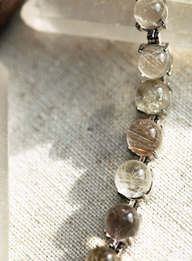 发晶纯手工制作时尚S925泡泡手链气质纯银高频水晶手链小众设计