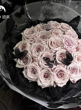 黑白元素立体双层蝴蝶鲜花花束装饰礼品diy配饰花艺包装资材