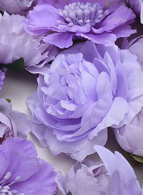 痛包diy材料假花紫色仿真花朵花头绢花头饰帽子簪花装饰拍照