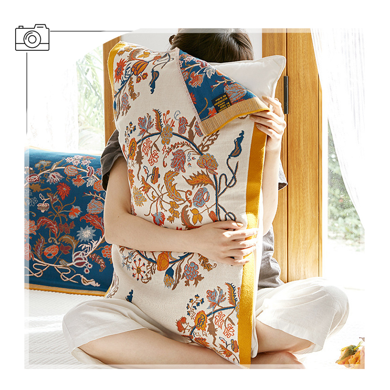 如奕纯棉纱布枕巾一对装高档全棉家用加大加厚成人情侣枕头盖巾 - 图0