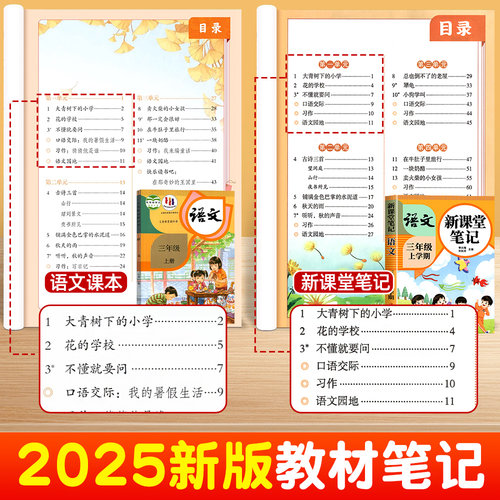 【2026新版】三年级上册下册课堂笔记人教版语文数学英语预习同步课本书三上教材解读全解小学生3年级上册北师大译林苏教青岛外研 - 图0