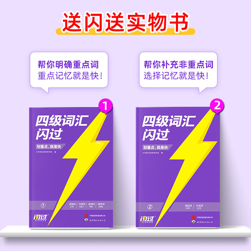 官方店】备考2024年6月四级词汇闪过大学英语四级考试真题四级单词书英语四六级考试词汇书乱序速刷便携版4级历年考试真题试卷 子 - 图0