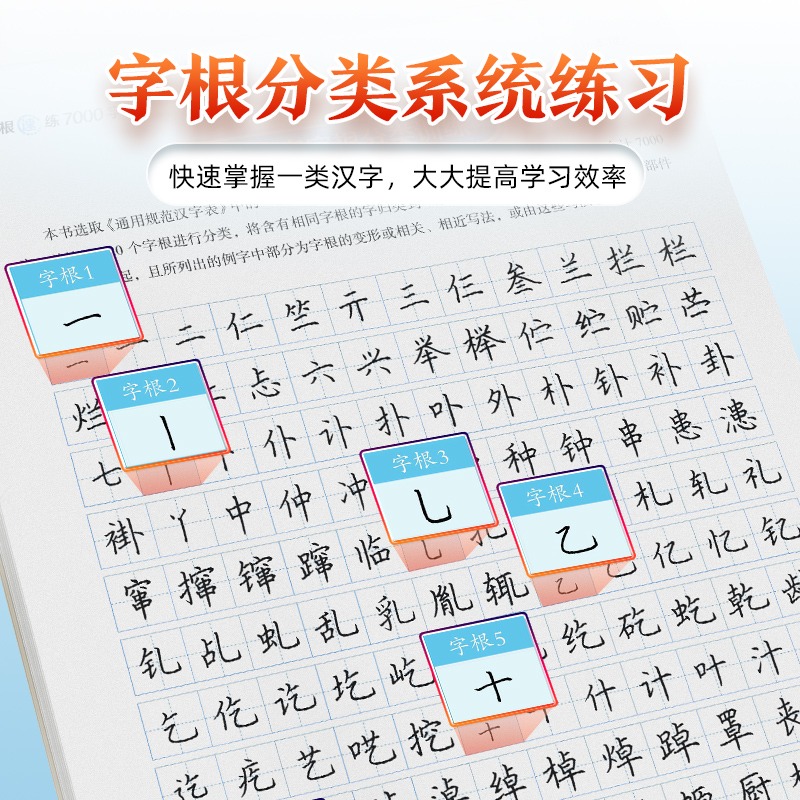 荆霄鹏字根速练7000字正楷行楷字帖成人练字硬笔书法临摹字帖高中生大学生公务员常用字成年男女生初学者行楷书入门基础训练字帖 - 图0