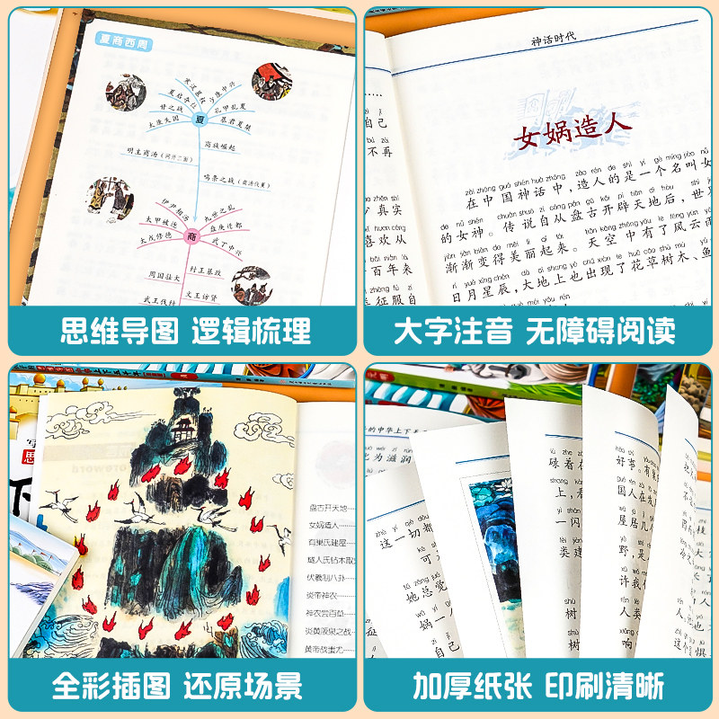 正版全套10册 写给孩子的中华上下五千年注音版彩图儿童小学生版思维导图一二三年级阅读课外书必读中国历史知识读物5000林汉达籍,淘宝优惠券,粉丝福利购,淘宝优惠卷