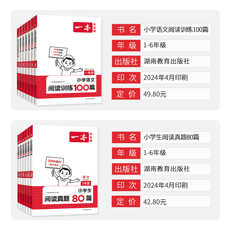 2025新 一本阅读训练100篇小学一年级二年级三四五六年级上册下册语文数学英语口算阅读理解专项训练人教版真题80篇暑假作业衔接