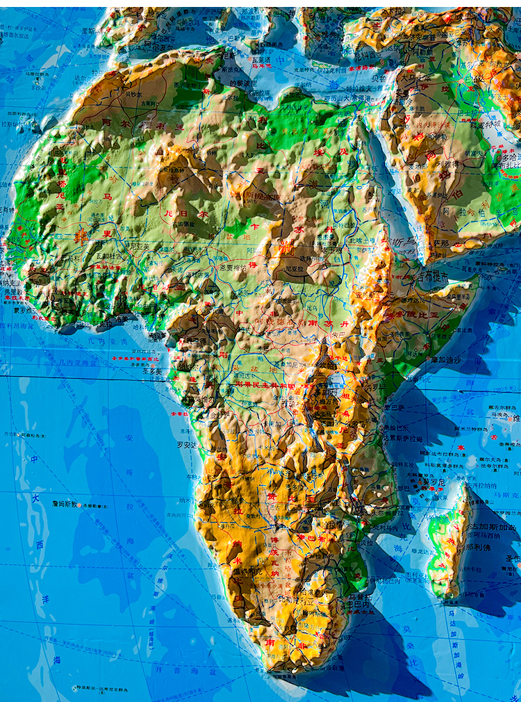 【超大】沙盘世界地形图 2.28x1.68米超大立体地图 3D凹凸带边框大型沙盘办公室装饰学校教学教具直观地势地貌-图1