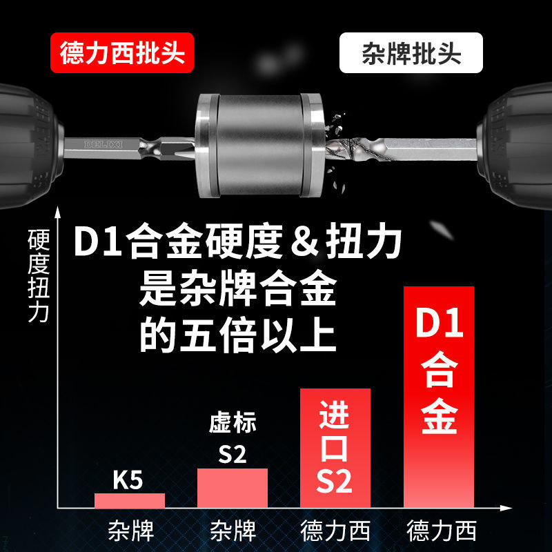 德力西批头十字高硬度强磁双截棍电动螺丝刀头电批细手电钻强磁圈