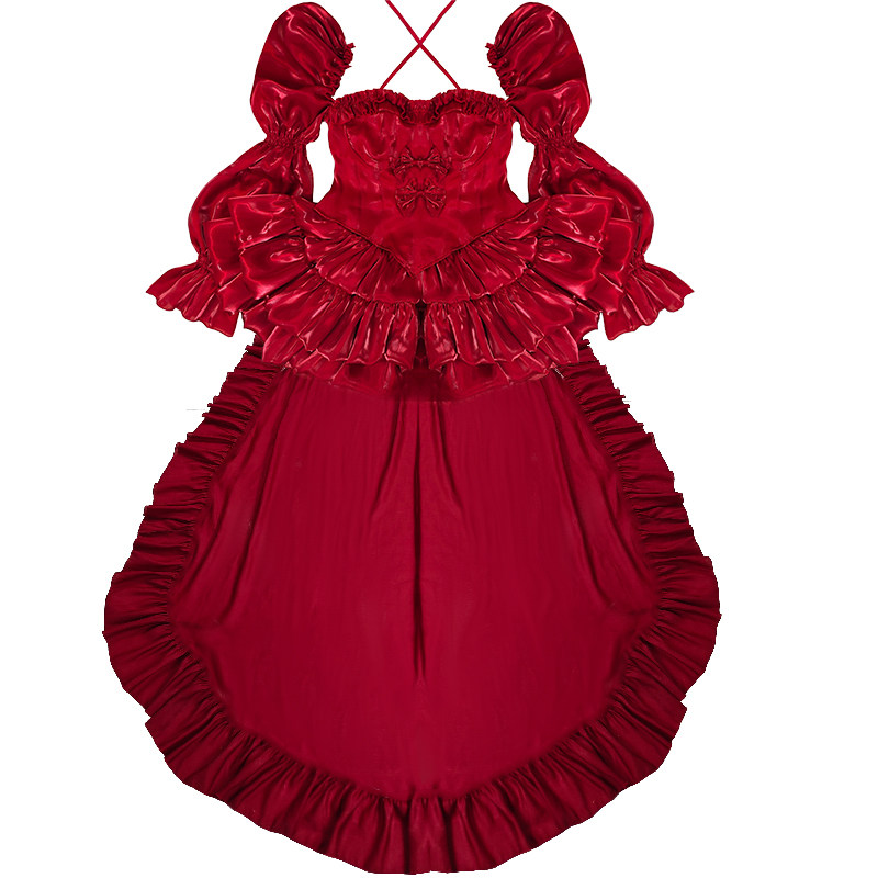 大码200斤无人区玫瑰酒红色大拖尾显白小礼裙亮晶晶高级绸缎质感,淘宝优惠券,粉丝福利购,淘宝优惠卷