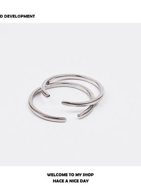 百搭高级素圈戒指女新款潮小众轻奢设计感指环冷淡风食指戒网红戒