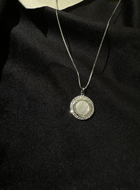 Arwen studio｜小甜饼白贝母圈钻s925纯银锁骨链锆石项链气质小众