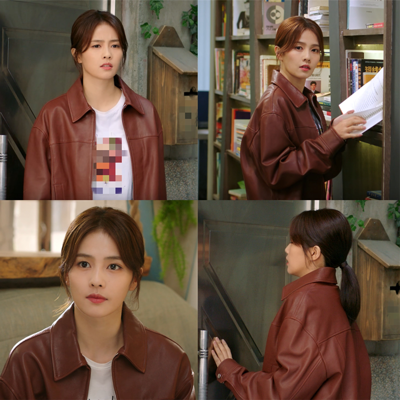 半是蜜糖半是伤白鹿江君同款衣服女秋季新款宽松长袖纯色pu外套冬