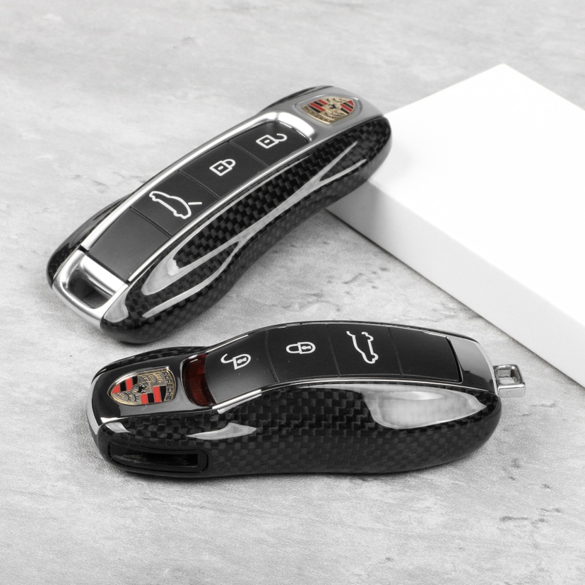 适用新老款保时捷Macan帕拉梅拉718卡宴911车Taycan 碳纤维钥匙壳 - 图0