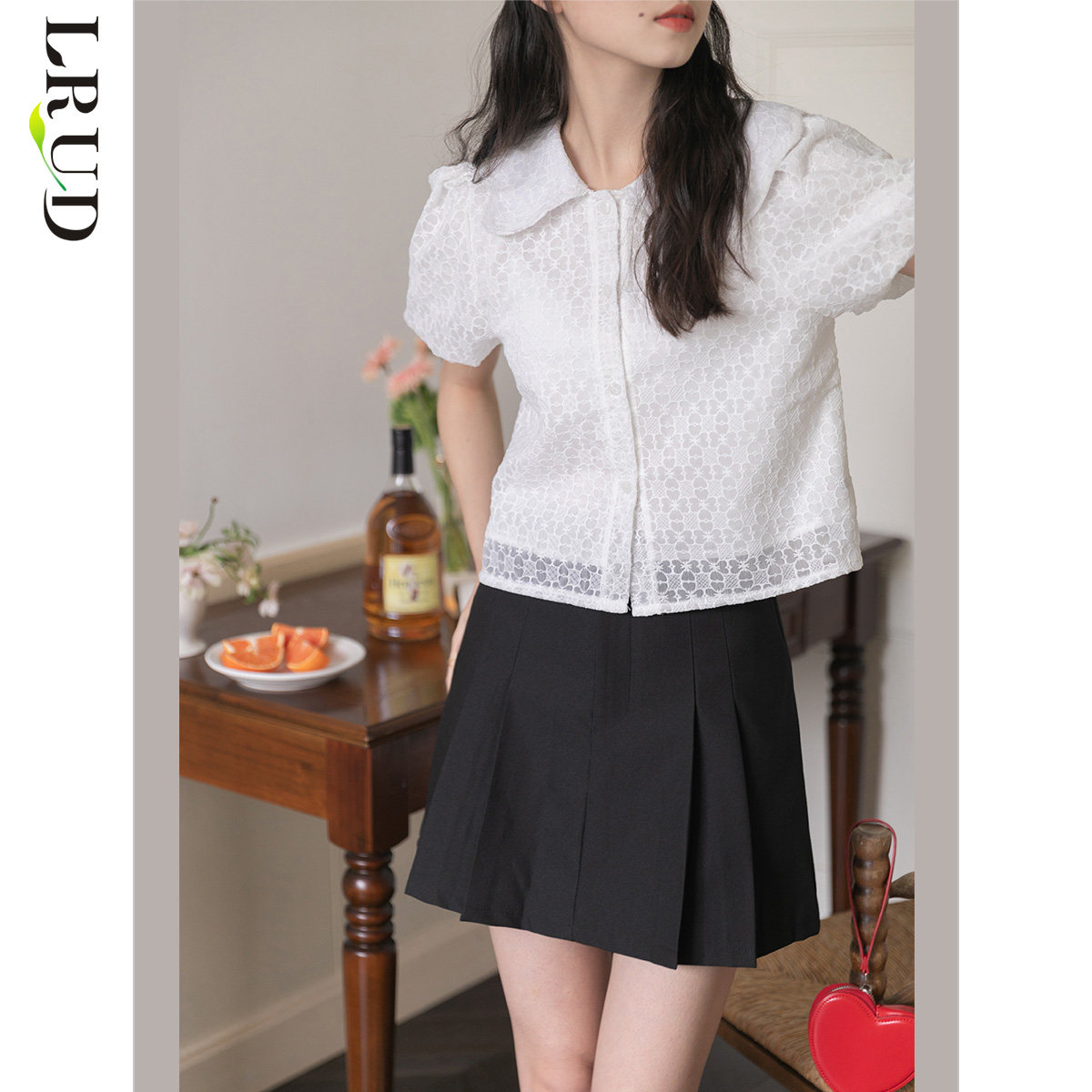 lrud娃娃领短袖夏季女装2022衬衫 lrud衬衫