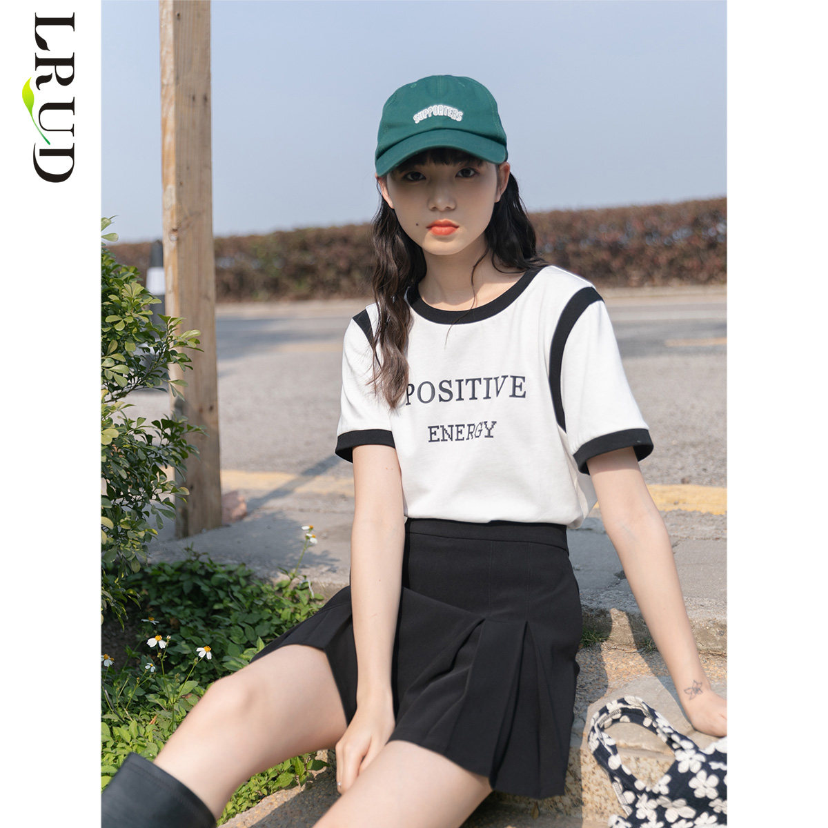 lrud夏季2022新款黑色阔腿休闲裤 lrud休闲裤