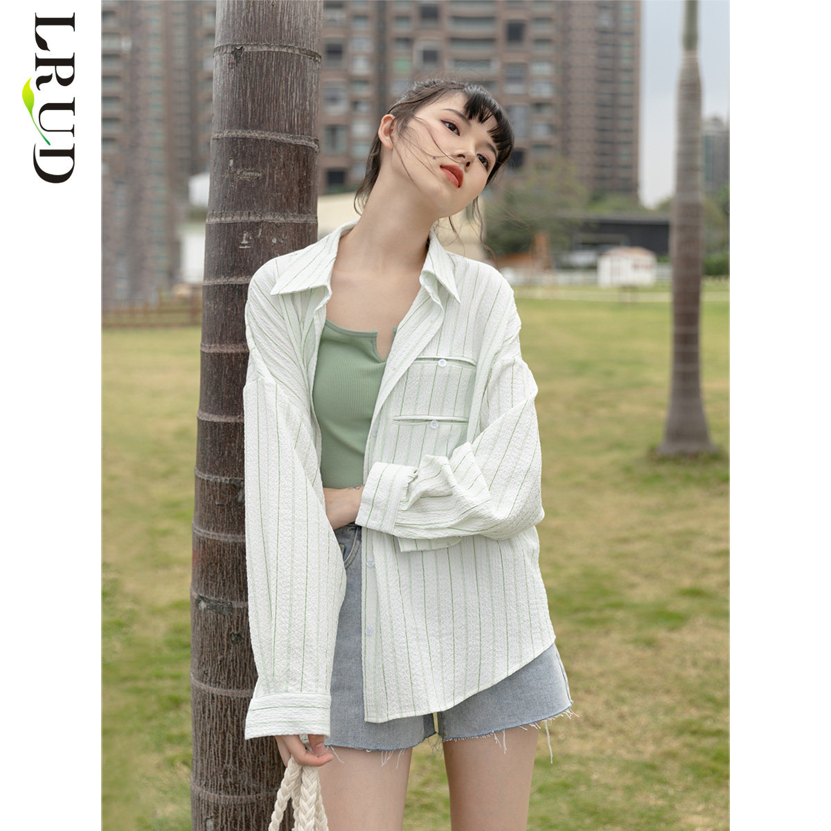 lrud条纹雪纺女夏季女装2022衬衫 lrud衬衫