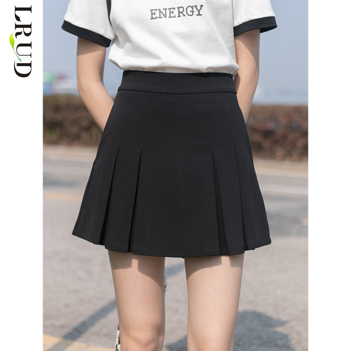 lrud夏季2022新款黑色阔腿休闲裤 lrud休闲裤