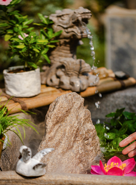 庭院造景龙头吐水石槽鱼缸石盆