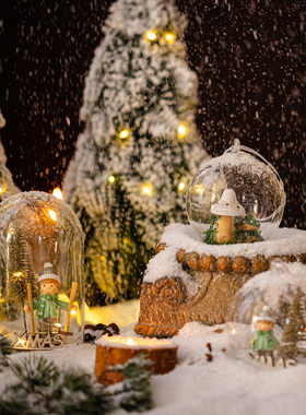 掬涵耶诞微景观玻璃球吊球耶诞树挂饰发光球耶诞节装饰LED灯夜灯