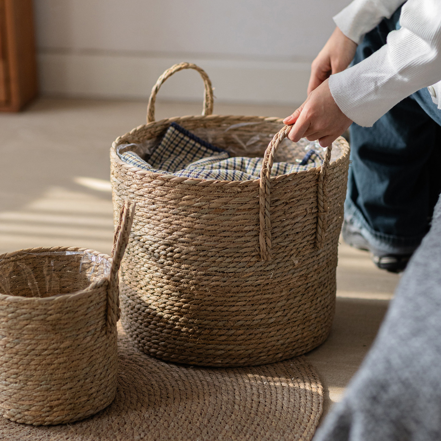 筐子草编藤编编织篮子花篮竹编花盆套绿植草编筐植物装饰套藤编筐,淘宝优惠券,粉丝福利购,淘宝优惠卷