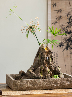 仿石假山流水生财雾化加湿摆件