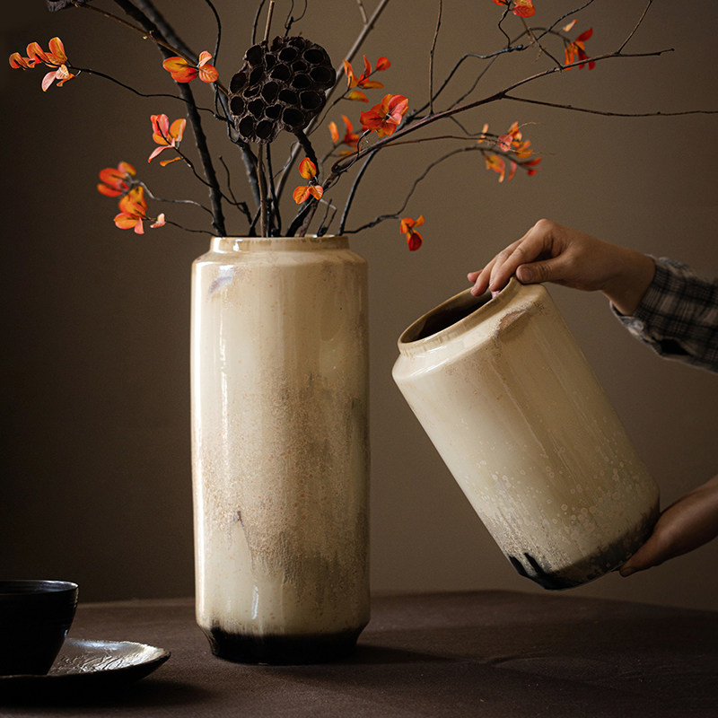 掬涵复古陶瓷花瓶摆件客厅插花新中式干花花器陶罐家居玄关装饰品,淘宝优惠券,粉丝福利购,淘宝优惠卷
