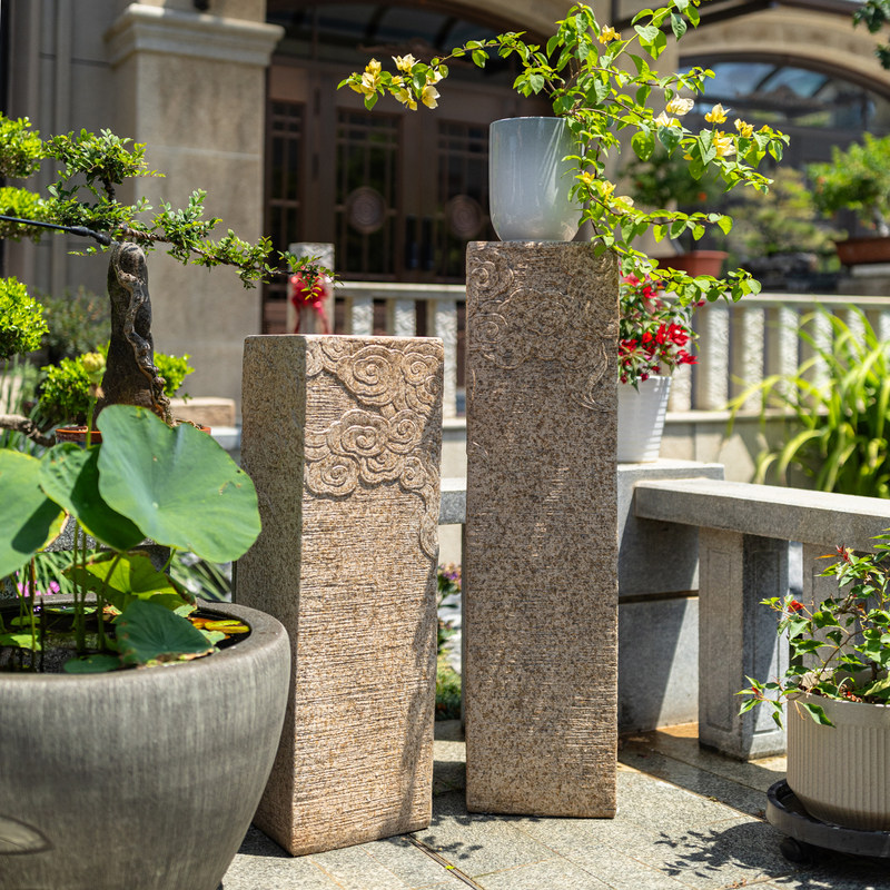 掬涵新中式禅意祥云展示柱仿古石柱石墩落地装饰墩子庭院花盆底座,淘宝优惠券,粉丝福利购,淘宝优惠卷