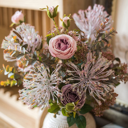 掬涵萦游设计师仿真干花摆件花束仿生轻奢装饰假花客厅餐桌花摆设 - 图3