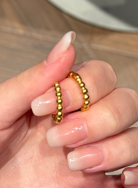 钛钢耳饰 圈圈小珠珠耳环女高级感冷淡风简约耳扣耳圈百搭耳饰品