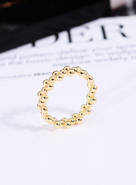 钛钢戒指 韩国米珠闭口高级感戒指女简约冷淡风小众设计感食指戒