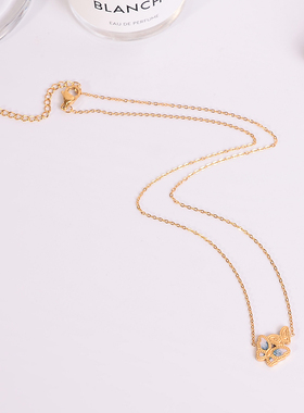 钛钢项链 蓝色小蝴蝶项链女极简浪漫高级感锁骨链轻奢配饰不褪色