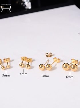 钛钢耳饰 光面小豆豆耳钉女ins小众高级感养耳洞耳环耳骨钉耳饰品