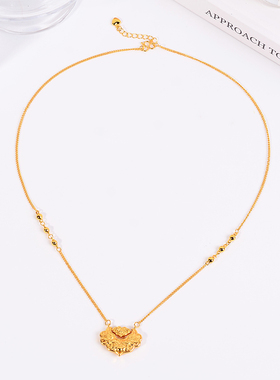 铜合金项链 锦鲤锁包项链女气质高级感简约百搭锁骨链新中式配饰