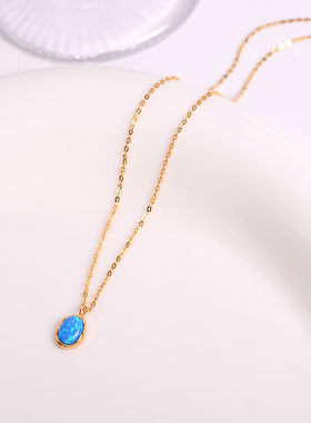 钛钢项链 氛围感超精致蓝色项链女轻奢复古百搭锁骨链配饰不褪色